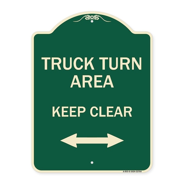 Signmission Truck Turn Area Keep Clear W/ Bidirectional Arrow Heavy-Gauge Aluminum Sign, 24" x 18", G-1824-22784 A-DES-G-1824-22784 - main